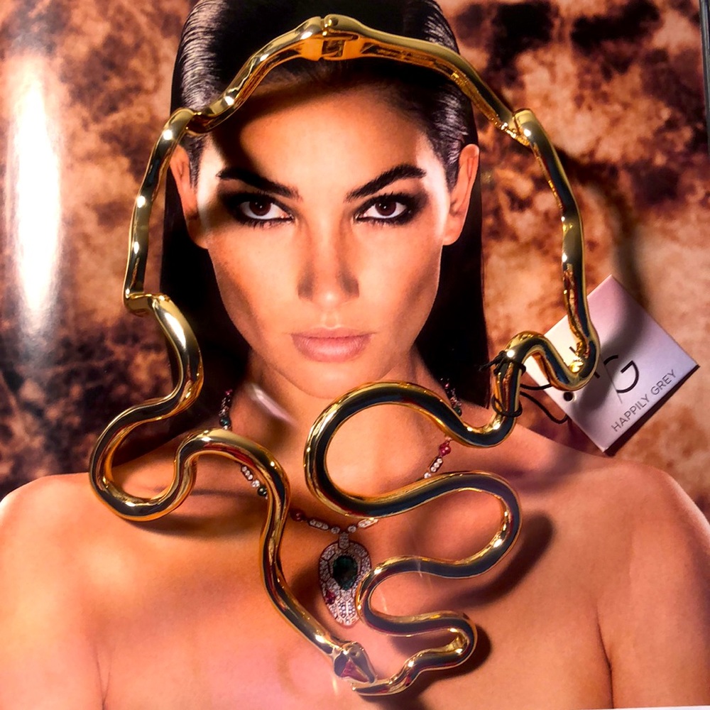 Happily Grey Gold Snake Bib Necklace